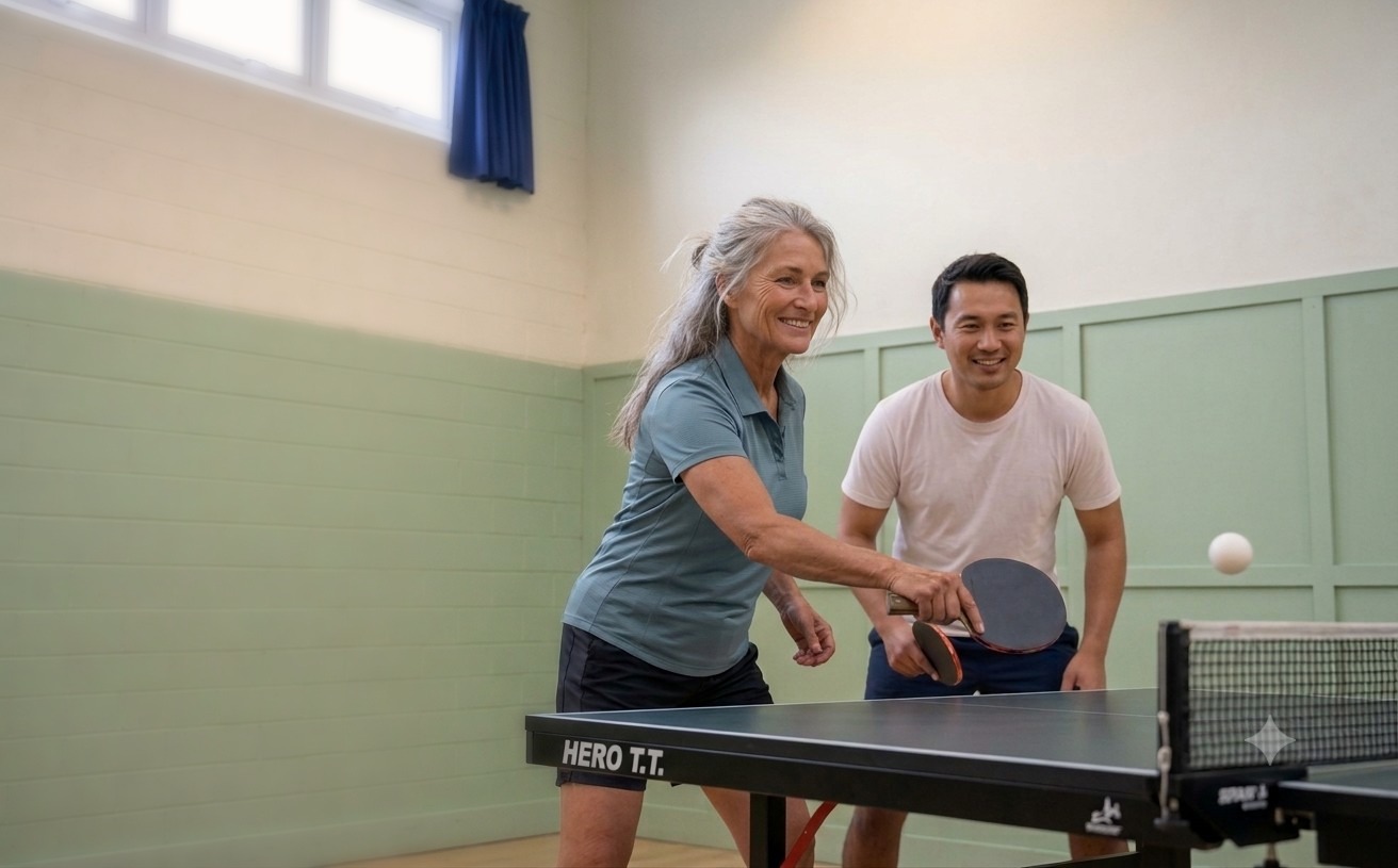 Two players enjoying a game of table tennis